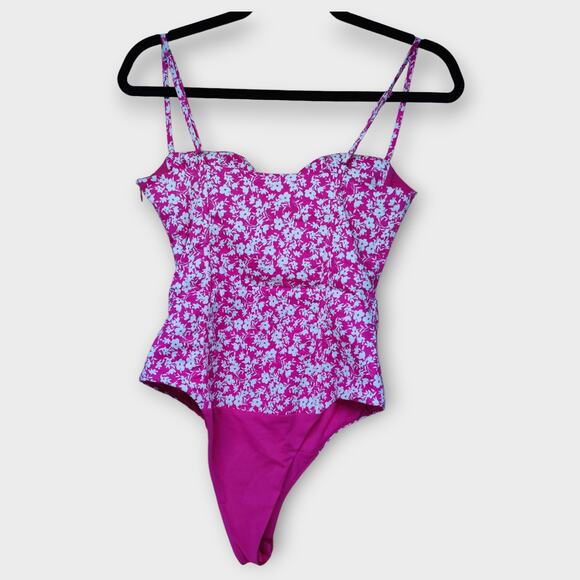 NEW With TAGS - Womens ZARA Pink White Flowered Spaghetti Strap BodySuit Size XS - Picture 4 of 4